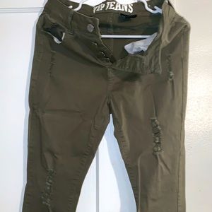 V.I.P. Skinny Jeans Olive Green